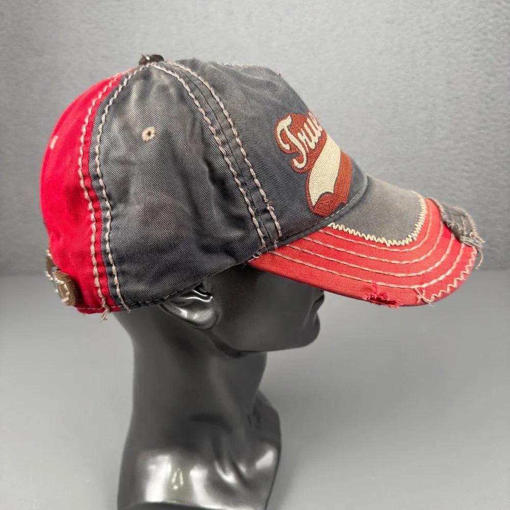 VTG True Religion‎ Hat Mens Gray Distressed Y2K Buddha Logo Baseball Cap